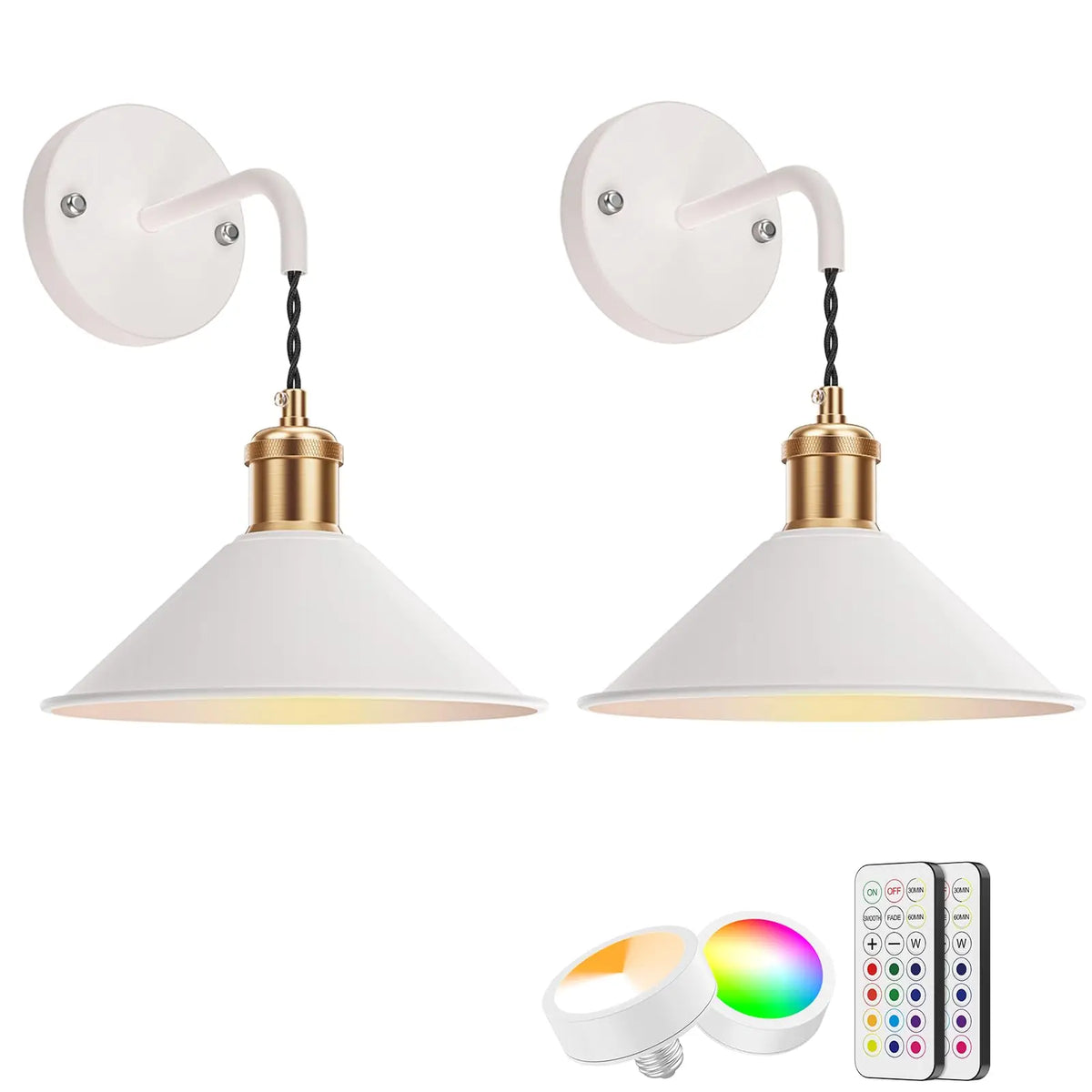 PRTILOUD Remote Controlled Dimmable Battery Operated Wall Sconces