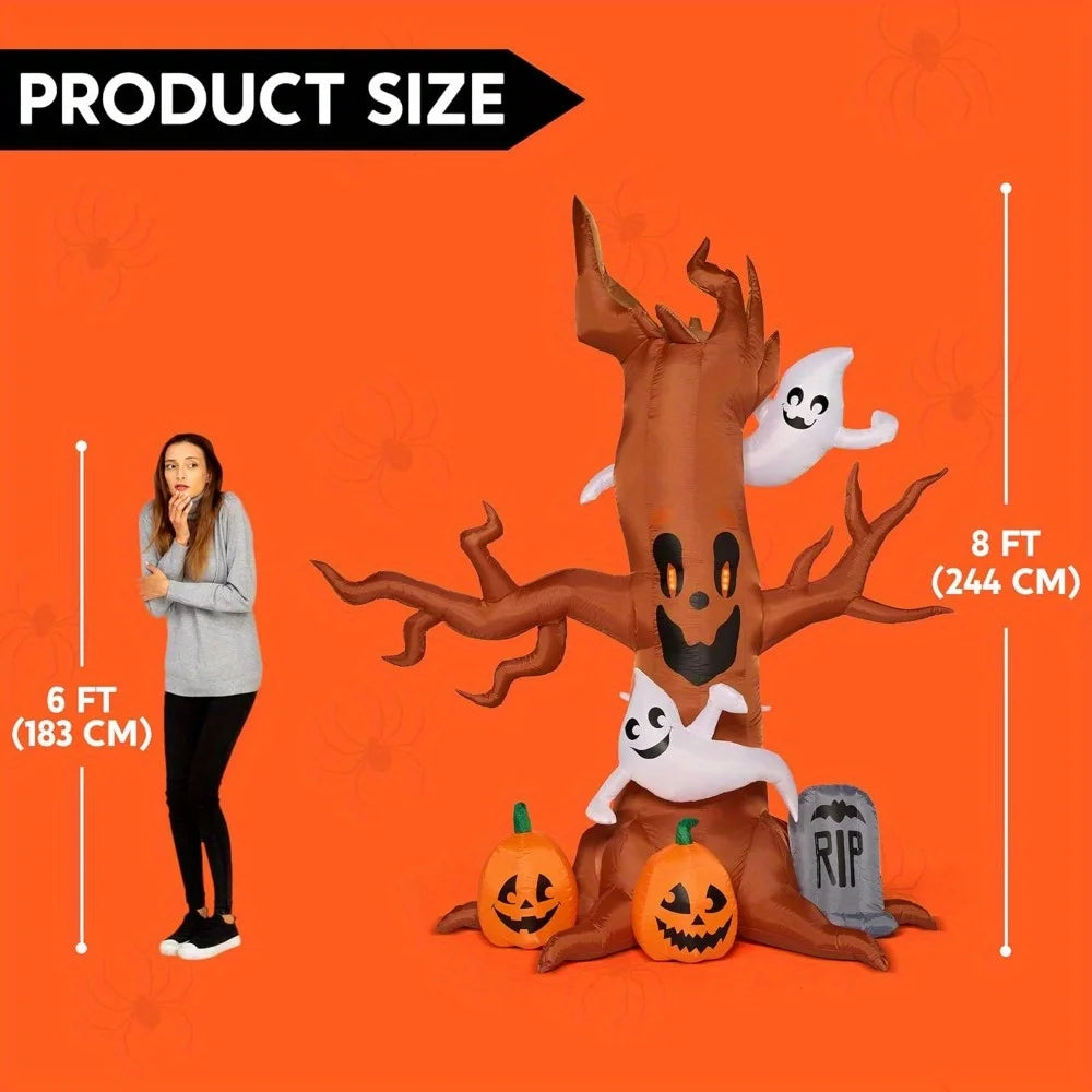 Halloween Inflatable Scary Tree With Ghosts And Pumpkin Decorations