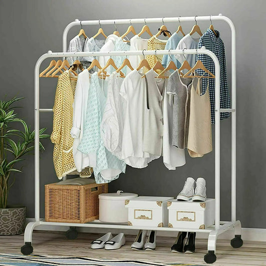 Bingopaw Heavy Duty Rolling Clothes Rack With Storage