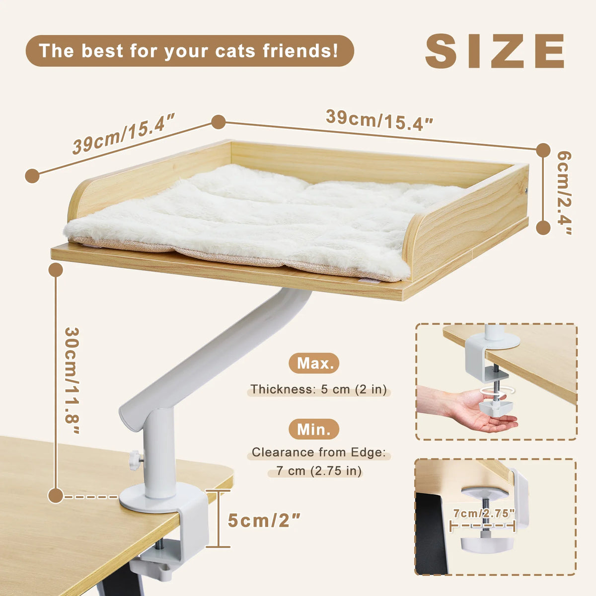 PAWZ Road Rotatable Cat Desk Bed With Adjustable Basket