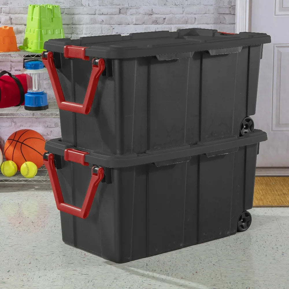Sterilite Industrial Wheeled Plastic Storage Bin With Handle
