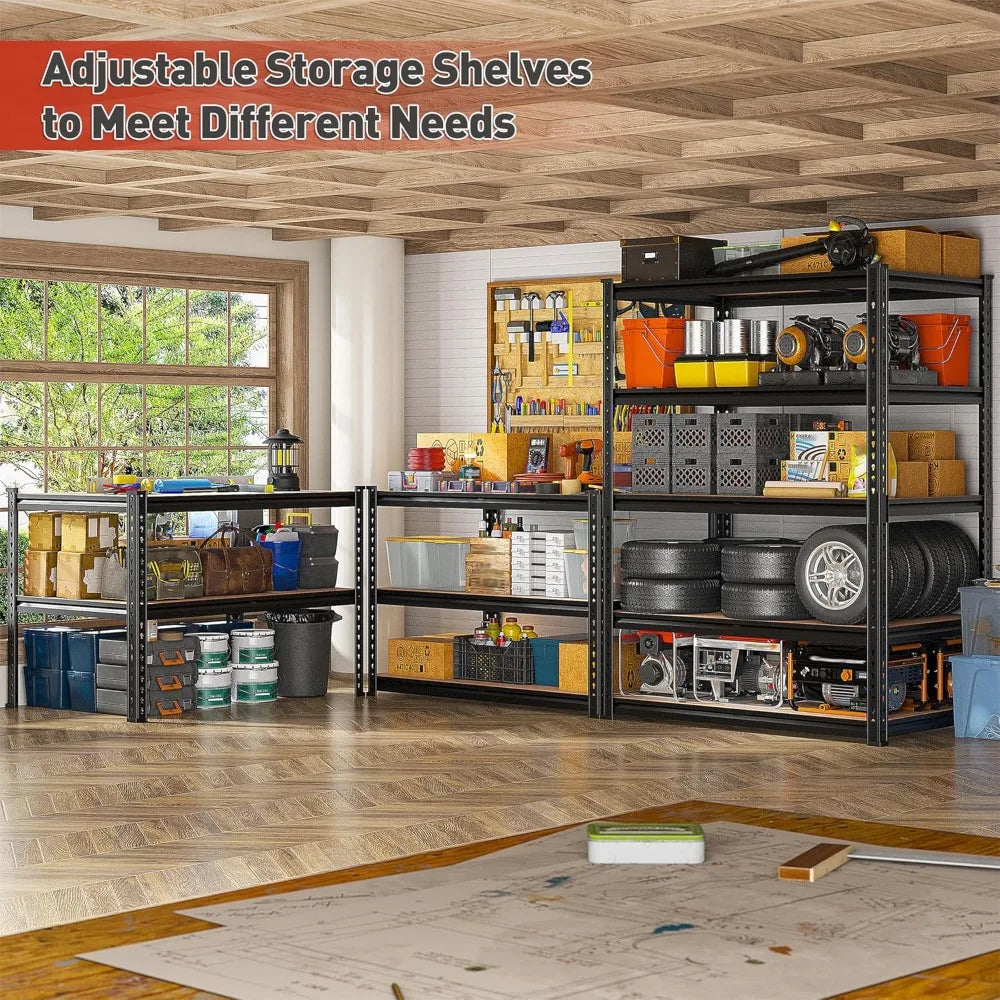 Adjustable Heavy Duty Five Tier Metal Storage Shelving for Garage and Warehouse