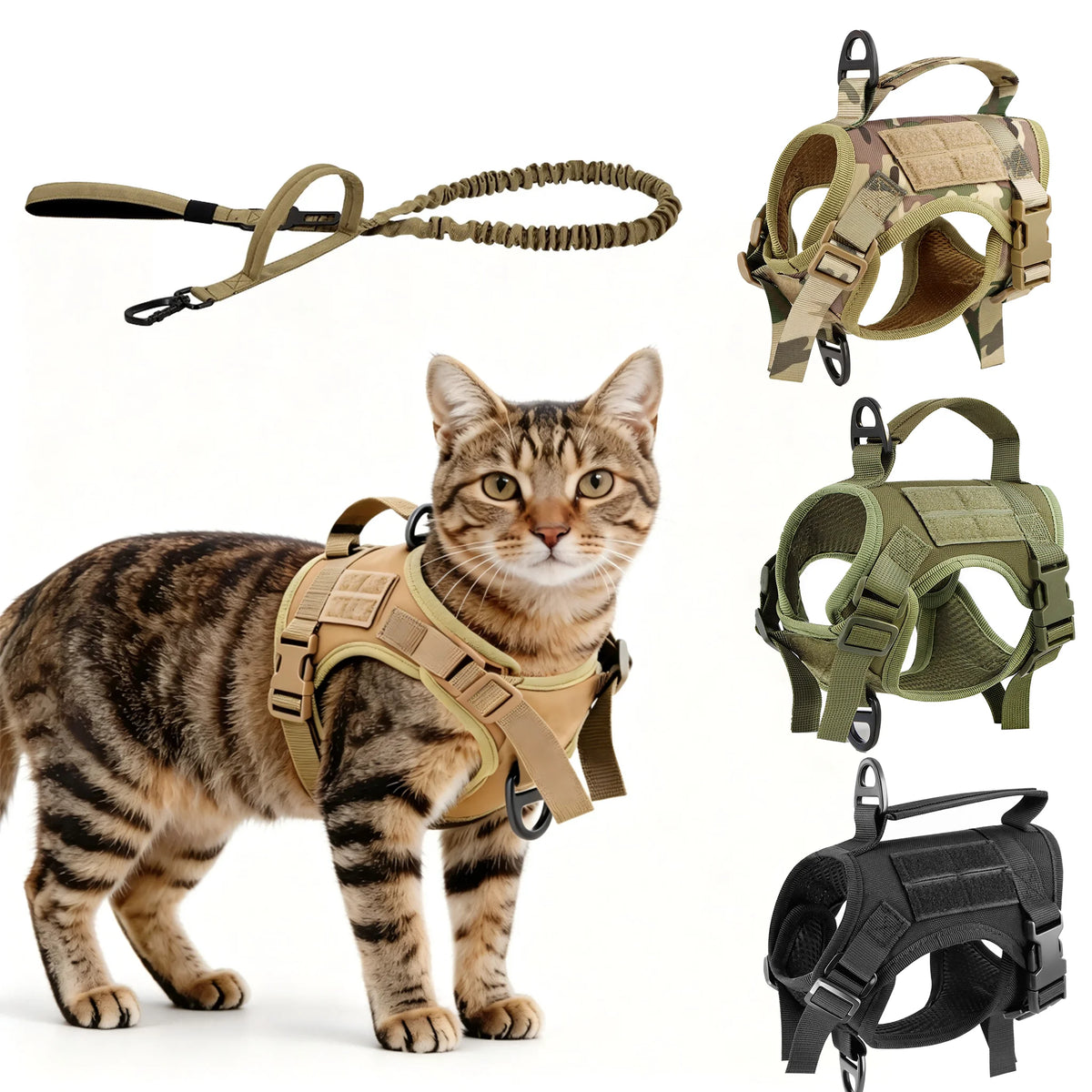 PETRAVEL Tactical Cat Harness Vest and Leash Set