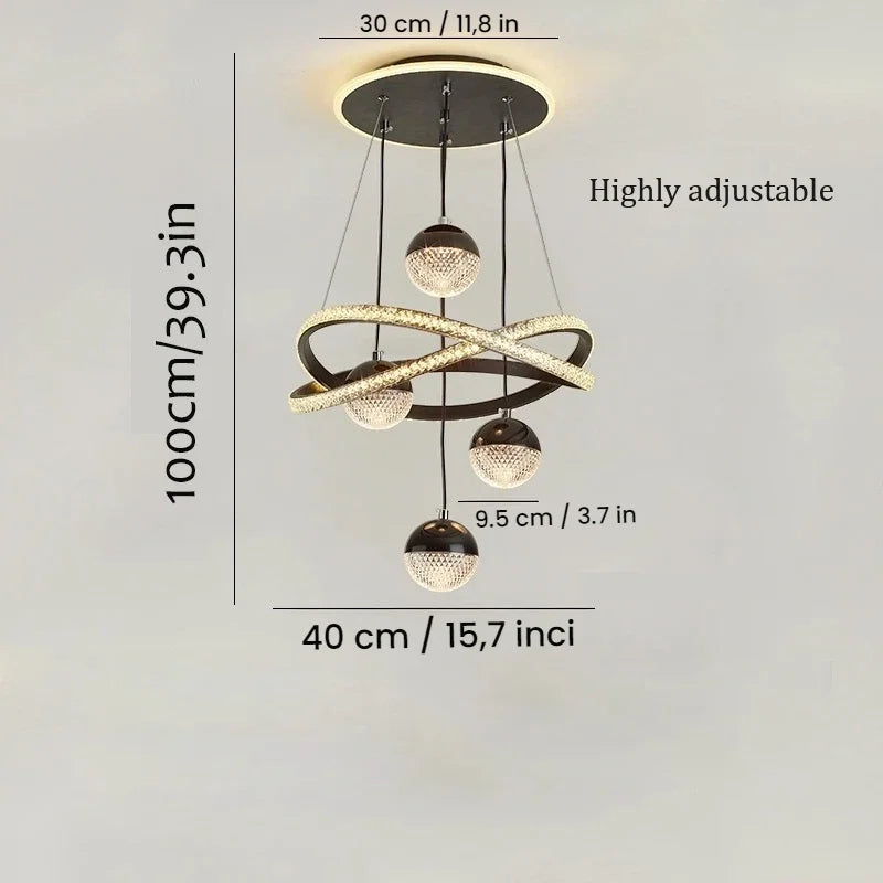 Modern LED Pendant Light with Spherical Heads and Remote Control