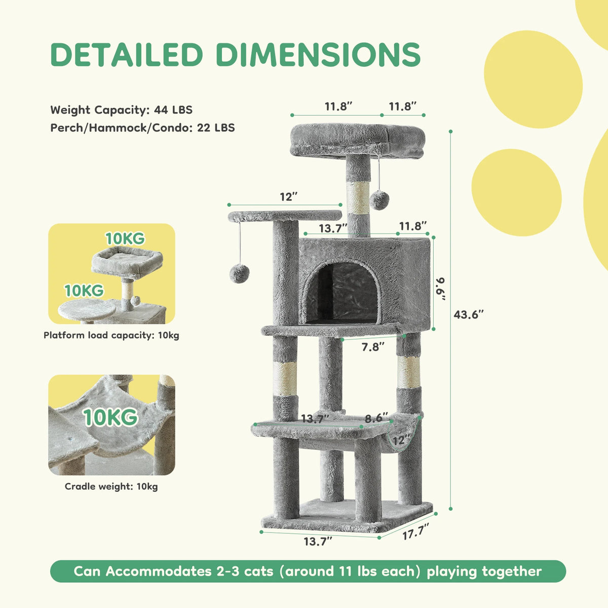 JHK Multi-Level Cat Tree With Sisal Scratching Posts