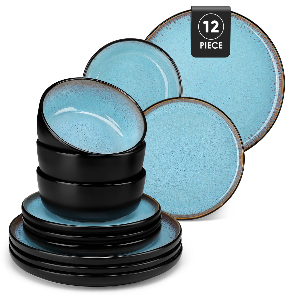MALACASA Ceramic Stoneware Dinnerware Set With Plates And Bowls