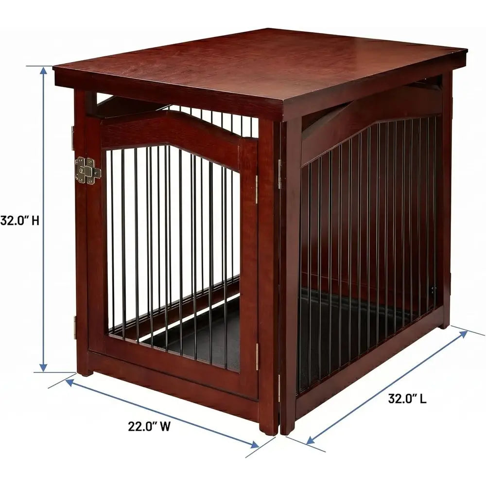 Convertible Wooden Pet Crate And Gate With Secure Design