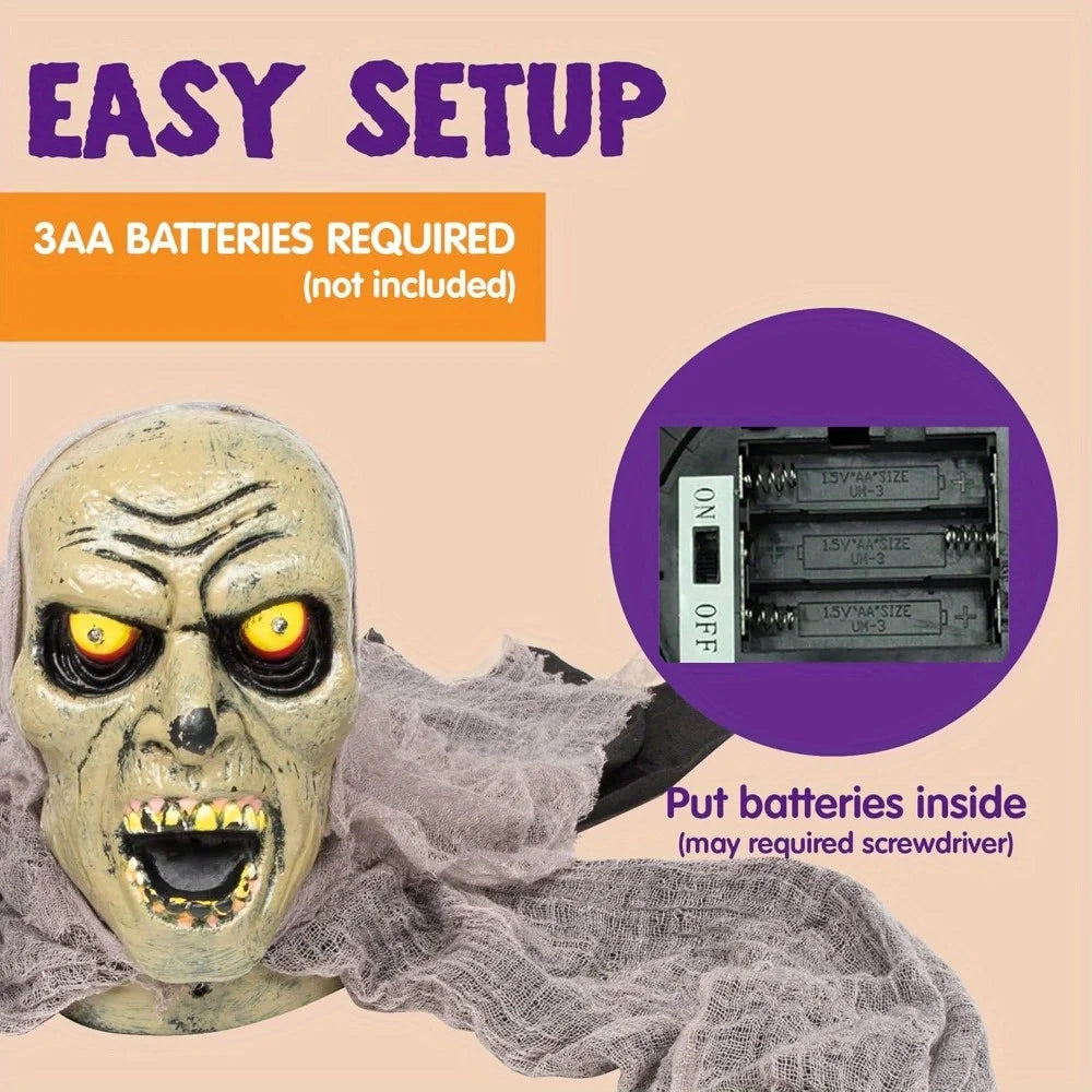 Animated Groundbreaker Zombie Halloween Decoration with Sound and Flashing Eyes
