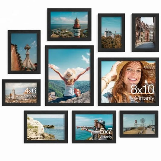 10 Piece Wooden Picture Frame Gallery Wall Display Set