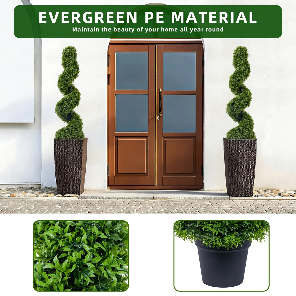 HiMISS Artificial Spiral Boxwood Topiary Trees for Home Decor