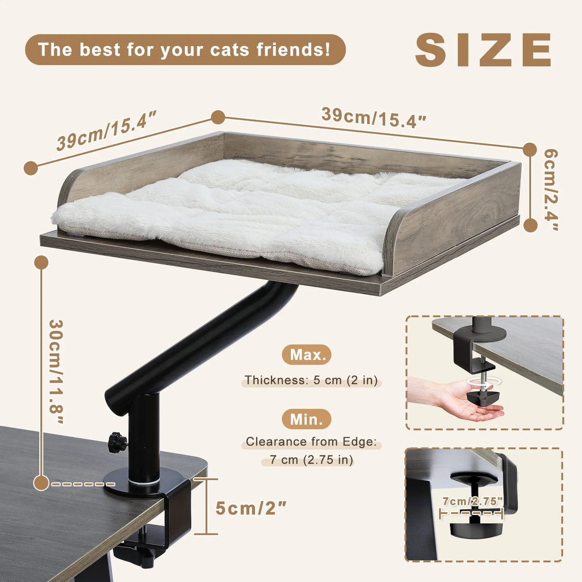 PAWZ Road Rotatable Cat Desk Bed With Adjustable Basket