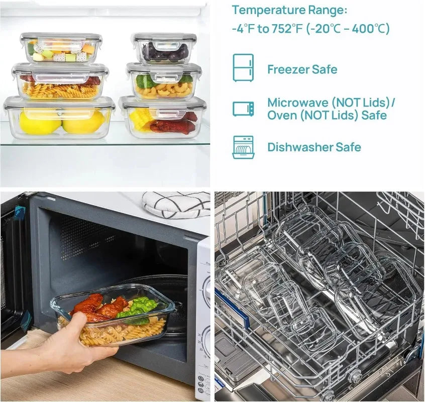 Airtight Borosilicate Glass Food Storage Containers With Lids
