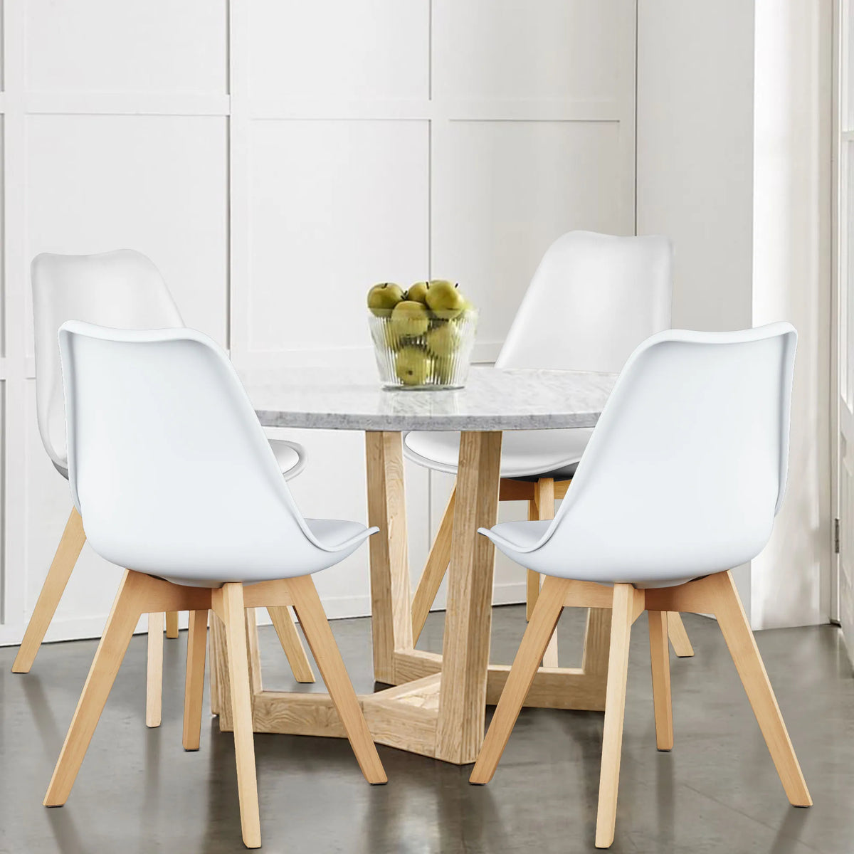 JHK PU Leather Dining Chairs With Wooden Legs