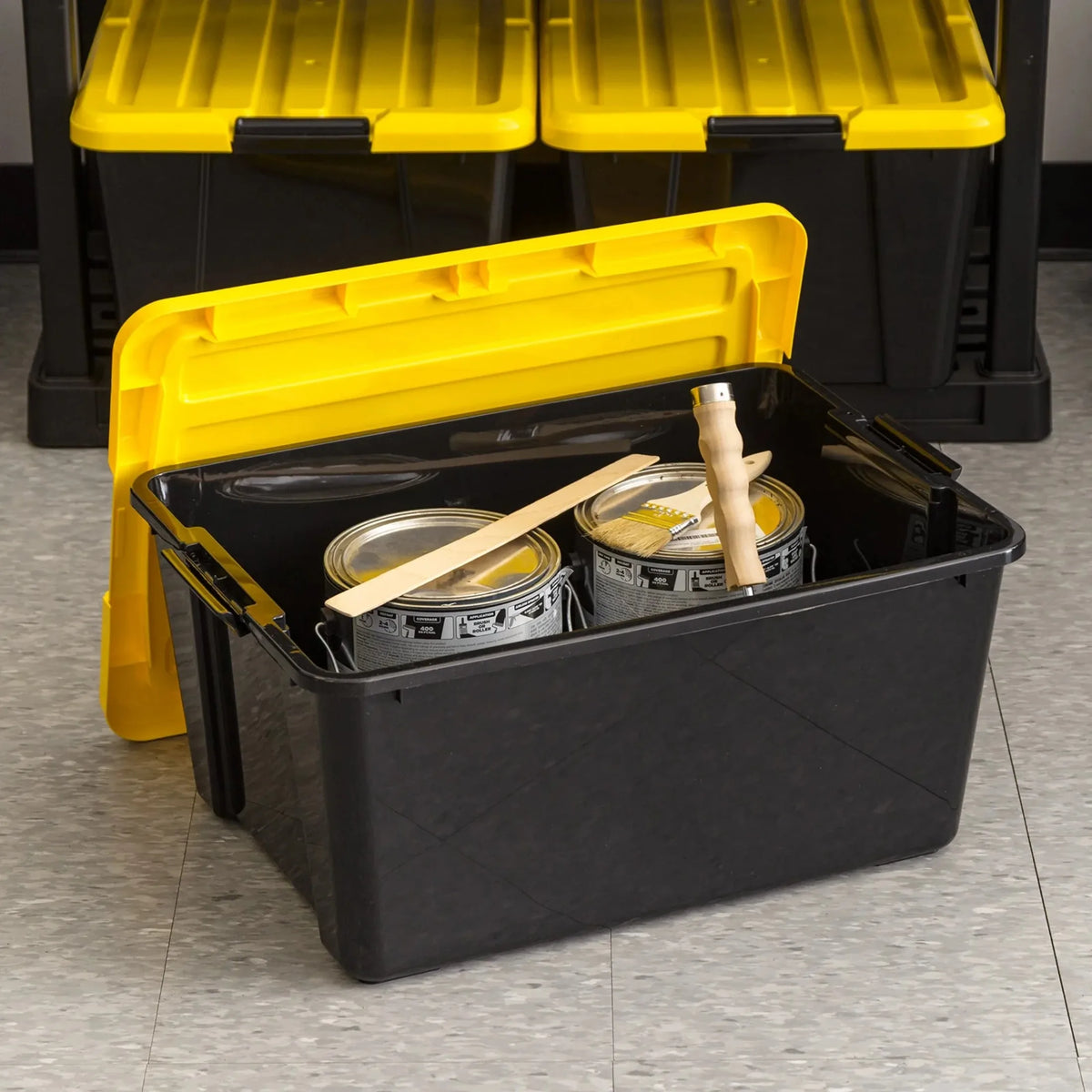 Stackable Plastic Storage Bin With Secure Lid