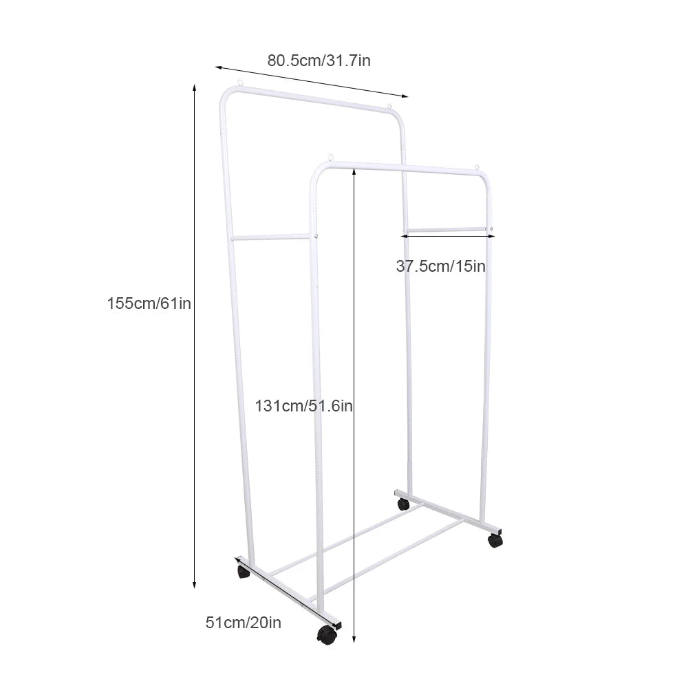 Bingopaw Heavy Duty Rolling Clothes Rack With Storage